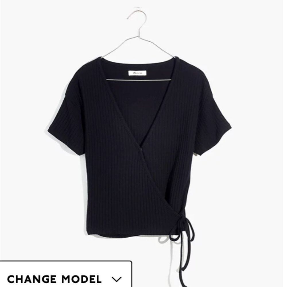 Madewell RIBBED WRAP CROP TOP (xs)